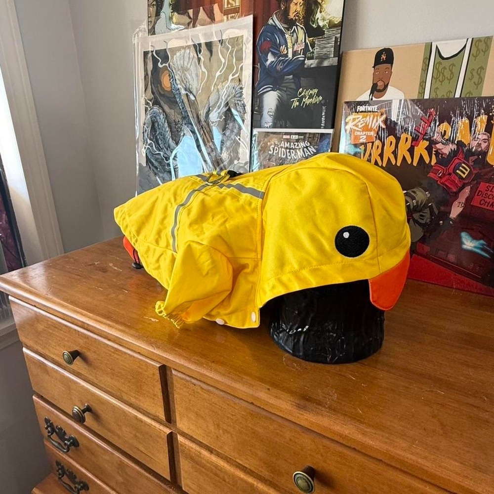 Yellow duck raincoat for dogs